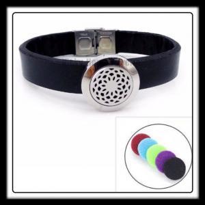 20mm Sunflower (Silver) Aromatherapy Locket/Black Strap
