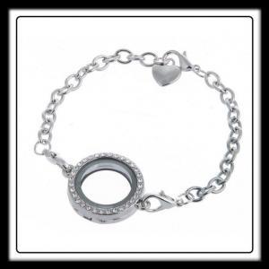25mm Circle (Silver) Crystals Bracelet Locket