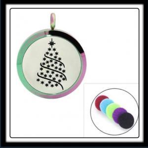30mm Fancy Christmas Tree (Iridescent) Aromatherapy Locket