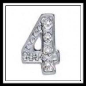 Four (Silver) w/Crystals Charm