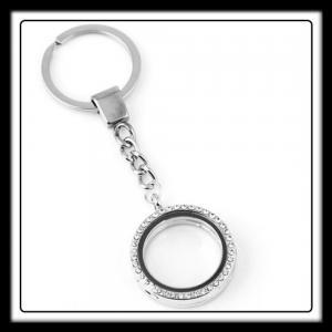30mm Circle (Silver) w/Crystals Keychain Locket