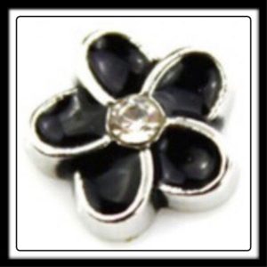 Glory Bush (Black) Flower w/Crystal Charm