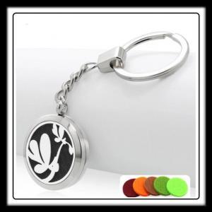 30mm Butterflies w/Flower (Silver) Aromatherapy Keychain