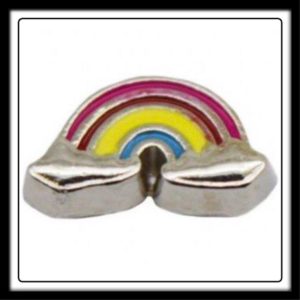 Rainbow (Pink/Burgundy/Yellow/Blue) w/(Silver) Clouds Charm