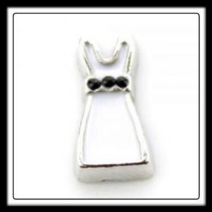 Dress (White) w/(Black) Crystal Belt Charm