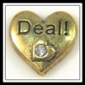 Heart "Deal!" (Gold) w/Crystal Charm