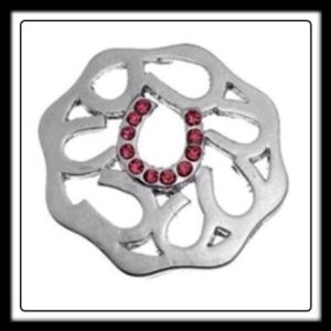 Horseshoe (Silver) Locket Plate w/Crystals (For Watch Style Bracelets Only)