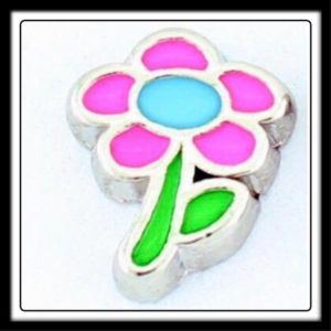 Flower (Pink/Blue) w/Stem Charm