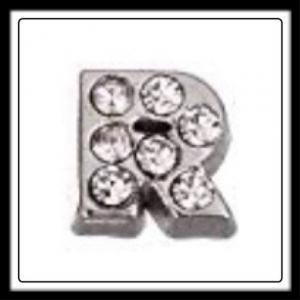 "R" Letter w/Crystals Charm