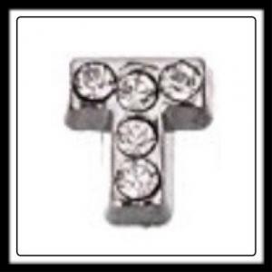 "T" Letter w/Crystals Charm