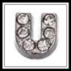 "U" Letter w/Crystals Charm