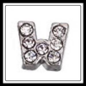 "W" Letter w/Crystals Charm