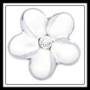 Glory Bush (White) Flower w/Crystal Charm