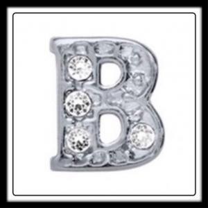 "B" Letter w/Half Crystals Charm