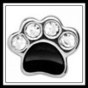 Paw Print (Black) w/Crystals Charm