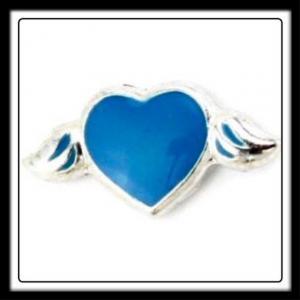 Heart Small (Blue) w/Wings Charm