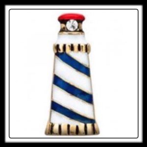 Lighthouse (Blue/White) w/Crystal Charm