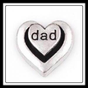 Dad (Silver) Heart in (Black) Charm
