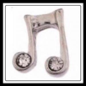 Double Musical Note (Silver) w/Crystals Charm