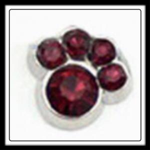 Paw Print w/(Garnet) Crystals Charm