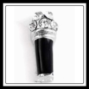 Microphone (Black) w/Crystals Charm