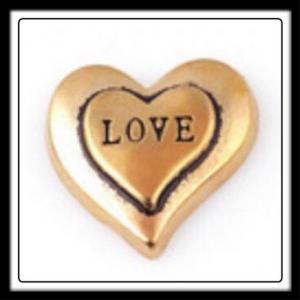 Heart (Gold) Love (Black) Charm