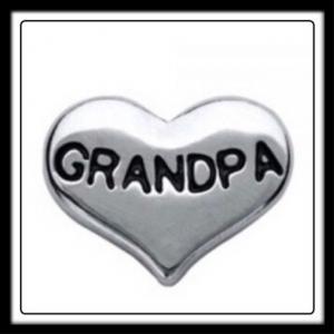 Grandpa (Silver) Heart Charm
