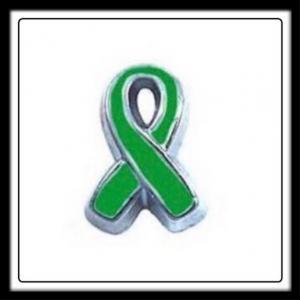 "Cerebral Palsy" (Dark Green) Awareness Ribbon Charm