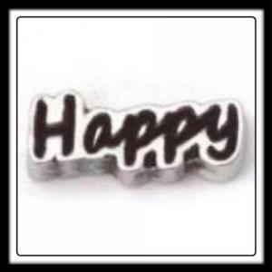 Happy (Silver/Black) Charm