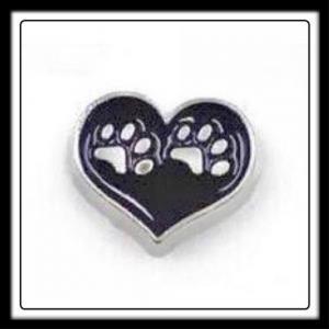 Paw Prints Heart (Black) Charm