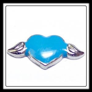Heart (Light Blue) w/Wings Charm