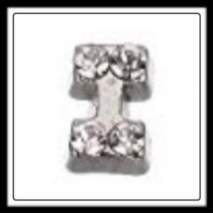 "I" Letter w/Crystals Charm