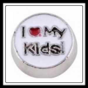 I Love My Kids (White) Circle Charm