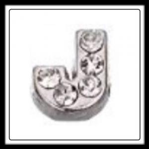 "J" Letter w/Crystals Charm