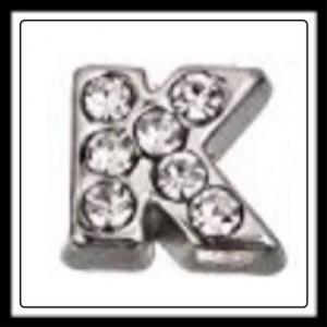 "K" Letter w/Crystals Charm
