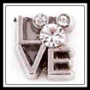 Love Mickey Mouse w/(White) Crystals Charm