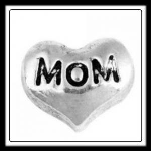 Mom (Silver) Heart Charm