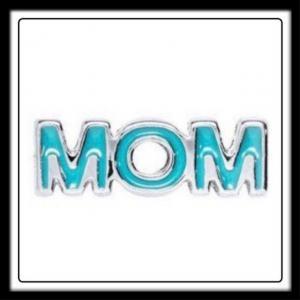 Mom (Silver/Teal) Charm