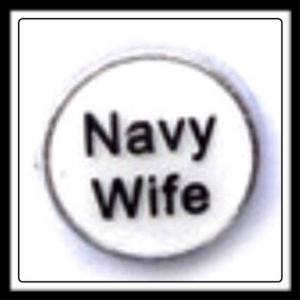 Navy Wife (White) Circle Charm