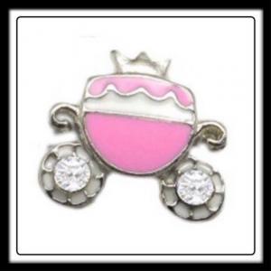 Baby Carriage (Pink) w/Crystals Charm