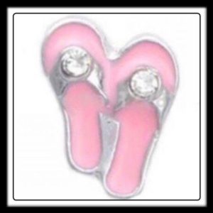 Flip Flops (Pink) w/Crystals Charm