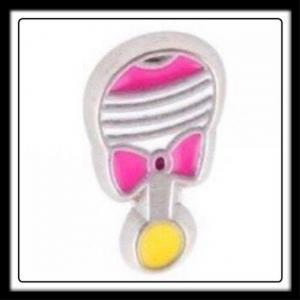 Baby Rattle (Pink & White) Charm