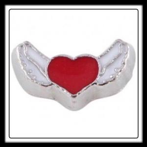 Heart (Red/White) w/Wings Charm