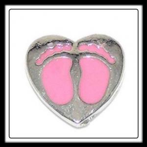 Baby Feet Heart (Pink) Charm