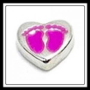 Heart (Purple) w/ Baby Feet (Purple) Charm