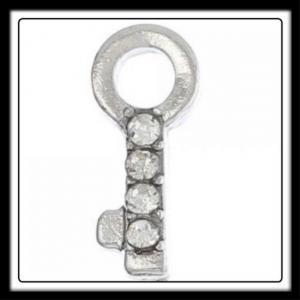 Key (Silver) w/Crystals Charm