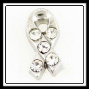 "Children w/Disabilities & Parkinson's Disease" (Silver) w/Crystals Awareness Ribbon Charm