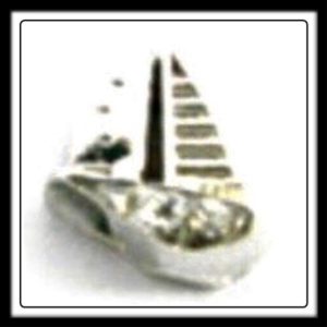 Sailboat (Silver) w/Crystals Charm