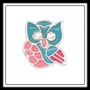 Owl (Teal/Pink) w/Crystal Eyes Charm