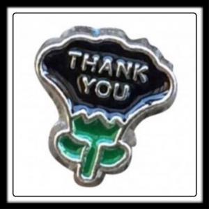 Flower Bouquet Thank You (Black) Charm